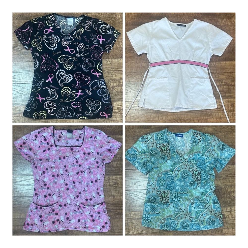 Set of 7 Colorful Scrub Tops